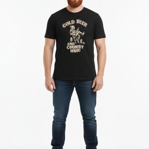 Black Graphic Tee - Cold Beer and Country Music